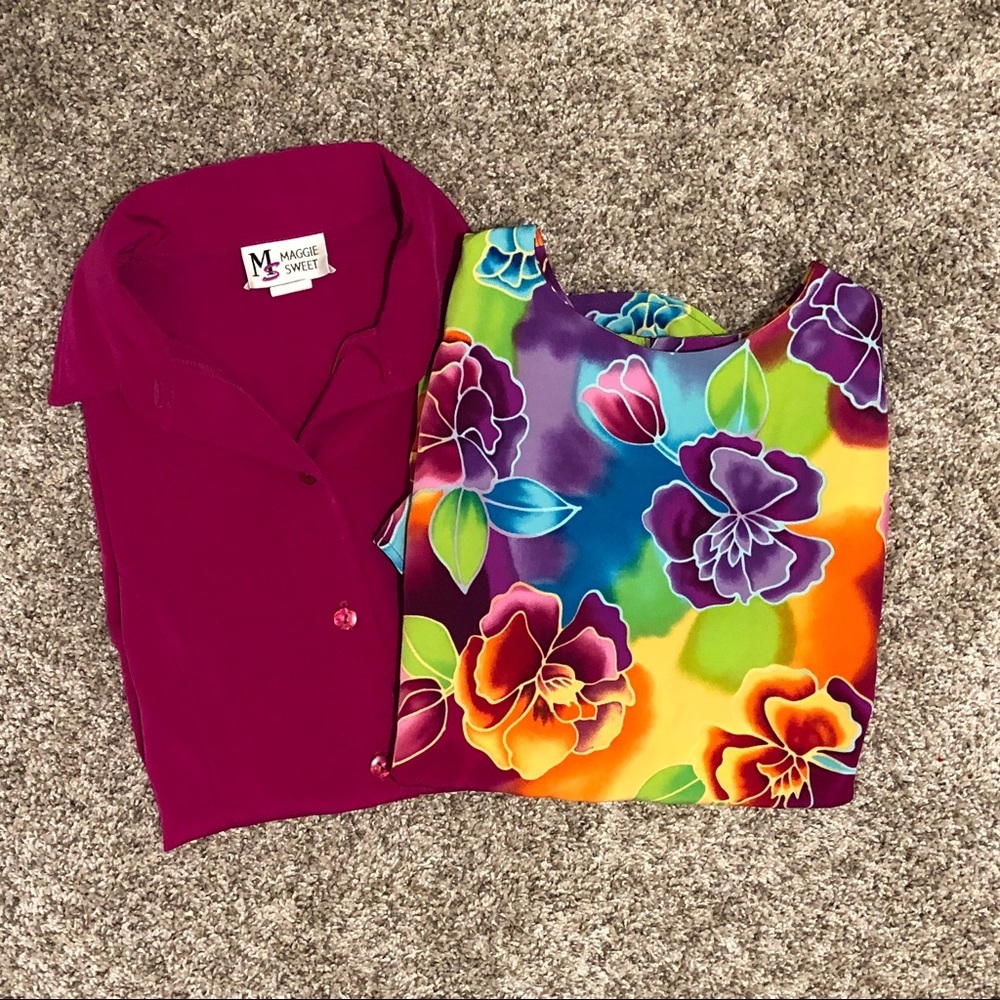 Maggie Sweet Lot of 2 Blouses Sz M